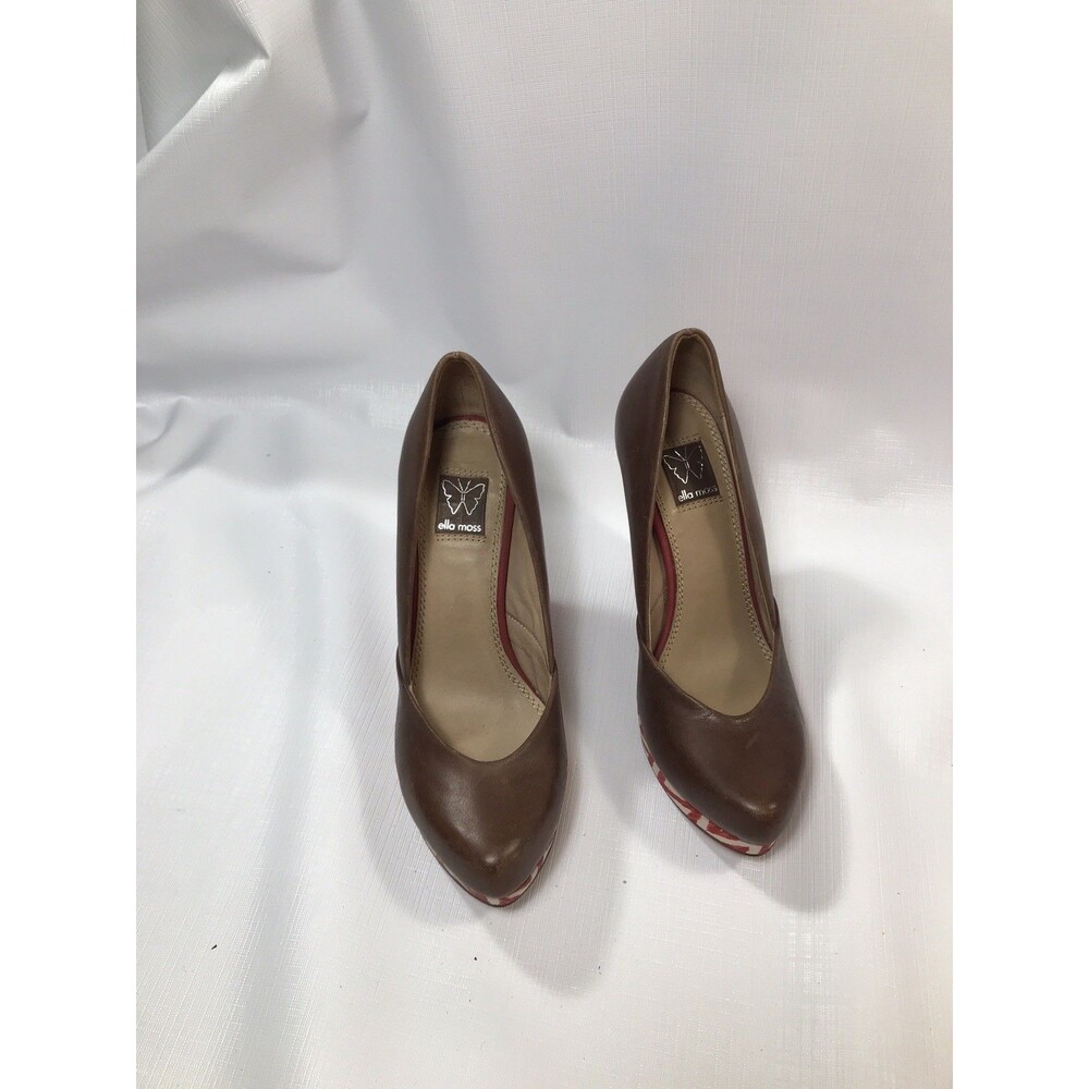 Ella Moss Leather Platform Wedge Chevron Heels Size 7m